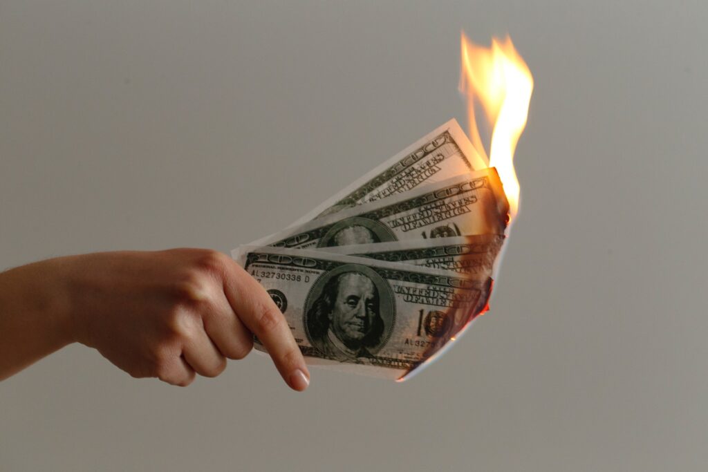 Burning cash. But remember you are not inherently 'bad with money'
